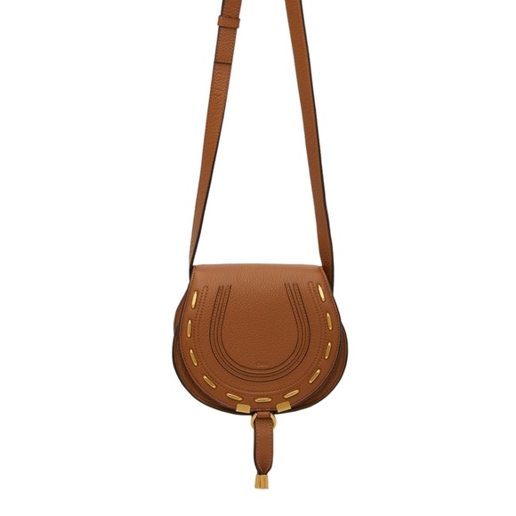 Chloe tan studded leather Marcie saddle crossbody bag NWT - Picture 4 of 14